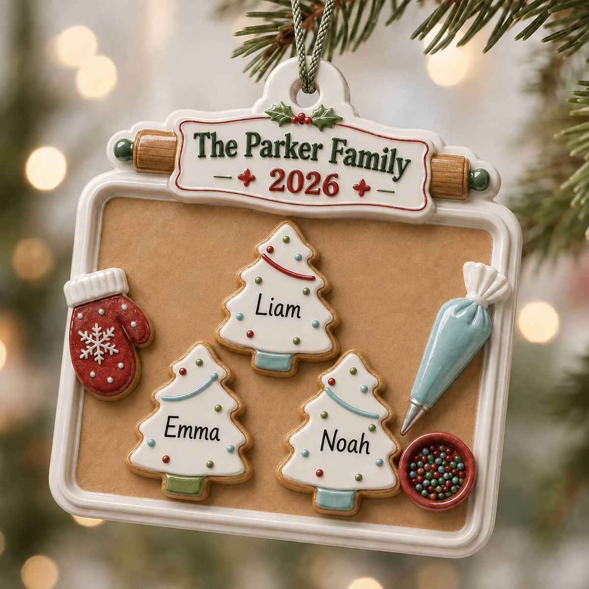Christmas Cookie Baking Tray Decorated Cookie Scene 2026 Holiday Decor - 3D Relief Ornament