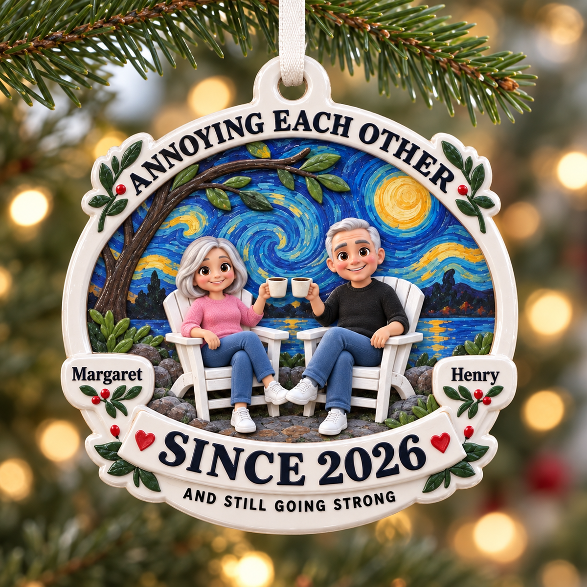 Annoying Each Other Couple Anniversary Hanging Keepsake - 3D Relief Ornament