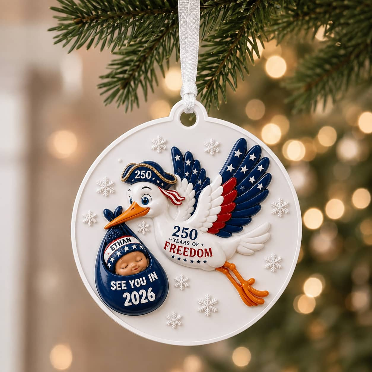 Baby Expecting Stork See You In Baby's First Christmas - 3D Relief Ornament