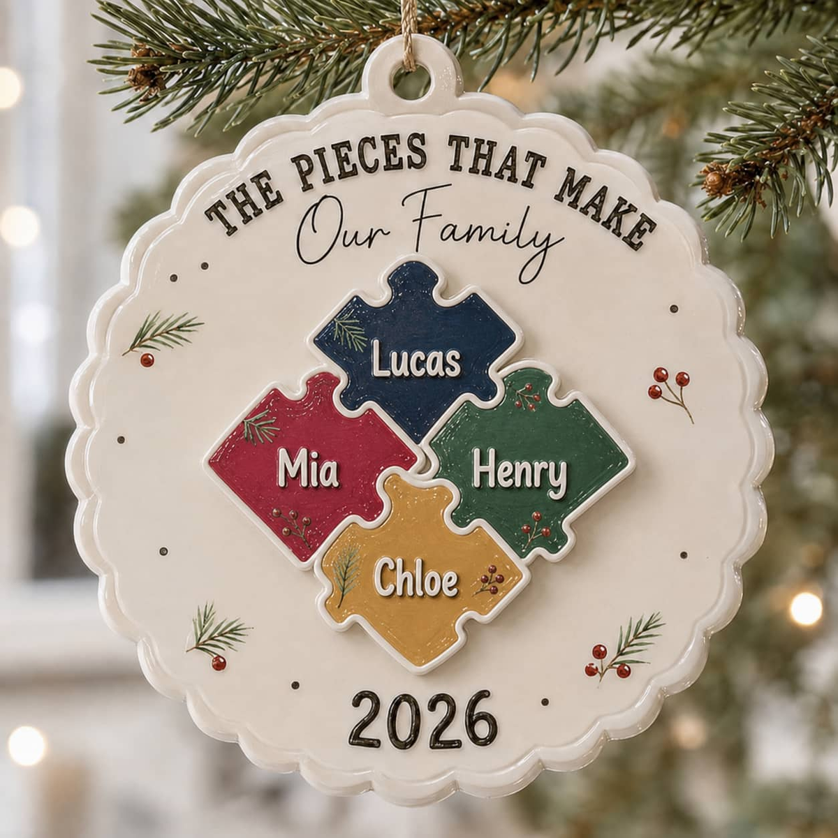 The Pieces That Make Our Family Puzzle -3D Relief Orrnament