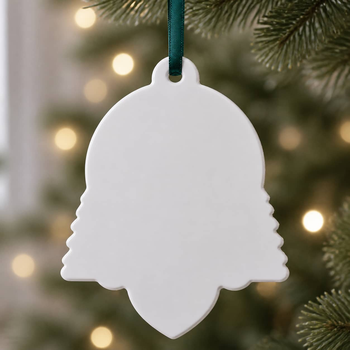 Pet Memorial Holiday Decoration with Pine Trees, Bone, and Red Heart - 3D Relief Ornament