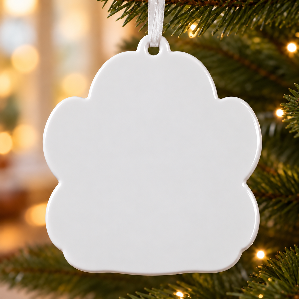 Sleeping Dog Paw Print Sunflower Christmas Tree Hanging Decor - 3D Relief Ornament
