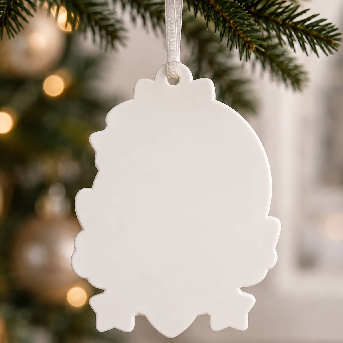 Puppy’s First Christmas Crescent Moon Holiday Decor, Blue Bow and Sleeping Puppy Design - 3D Relief Ornament