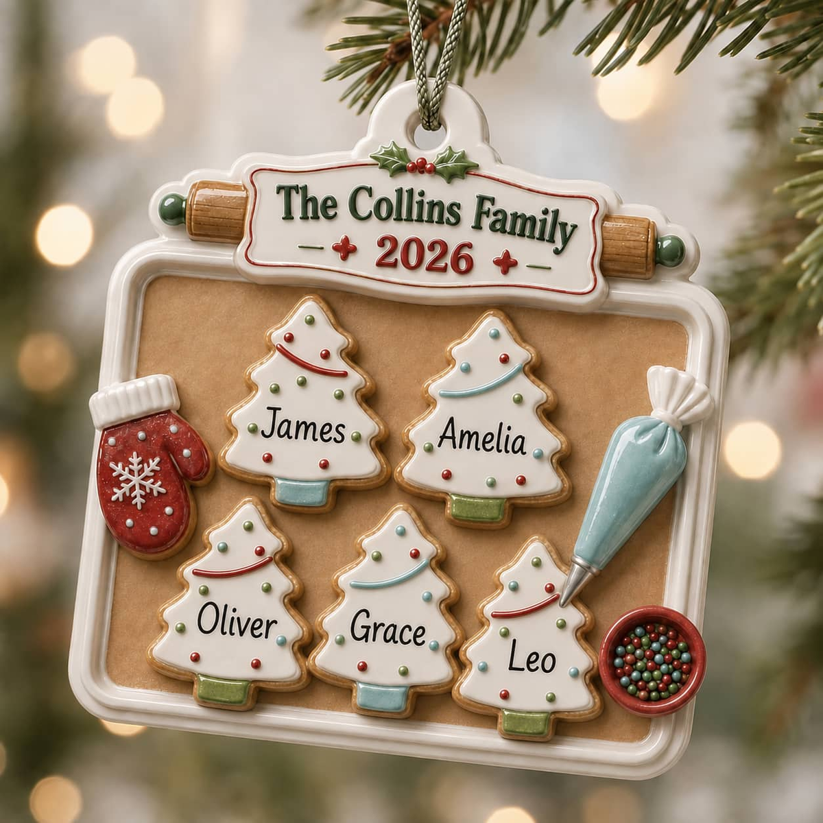 Christmas Cookie Baking Tray Decorated Cookie Scene 2026 Holiday Decor - 3D Relief Ornament