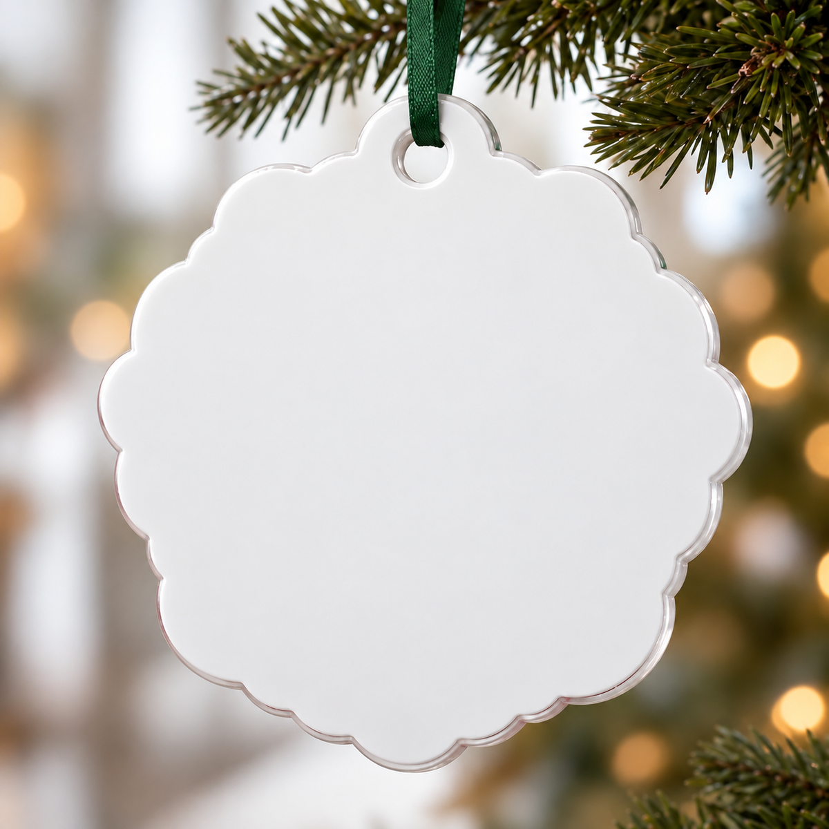 Grandkids Make Heart Smile Red and Green Scalloped Tree Keepsake - 3D Relief Ornament