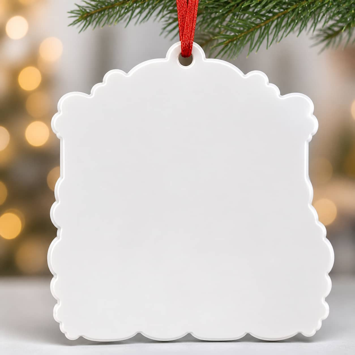 Christmas Family Decoration with Cartoon Family and Dog, 2026 Patriotic Red White Blue Design - 3D Relief Ornament