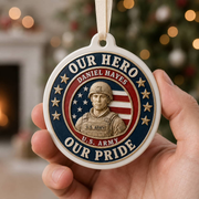 Personalized US Army Soldier Our Hero Our Pride Christmas Keepsake - 3D Relief Ornament