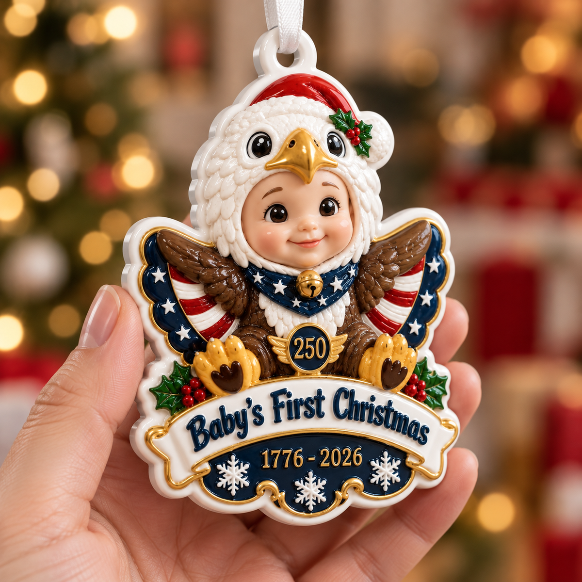 Baby's First Christmas Patriotic Eagle 250th Anniversary Tree Decor - 3D Relief Ornament