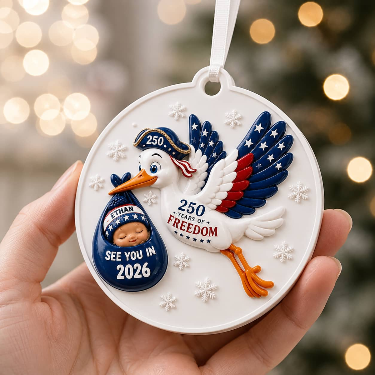 Baby Expecting Stork See You In Baby's First Christmas - 3D Relief Ornament
