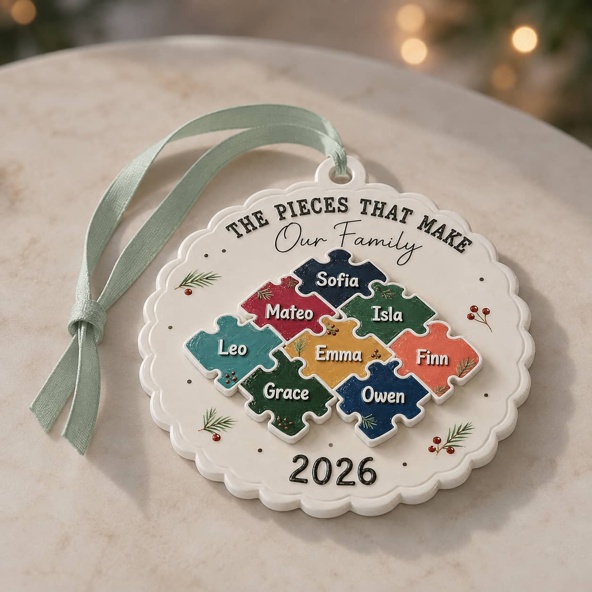 The Pieces That Make Our Family Puzzle -3D Relief Orrnament
