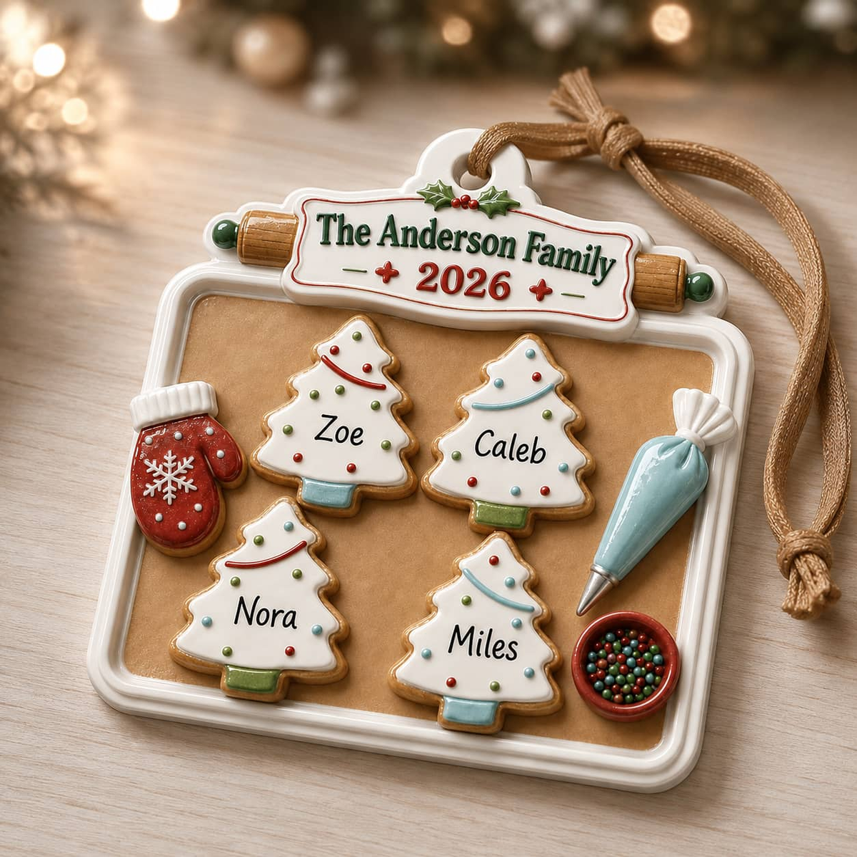 Christmas Cookie Baking Tray Decorated Cookie Scene 2026 Holiday Decor - 3D Relief Ornament