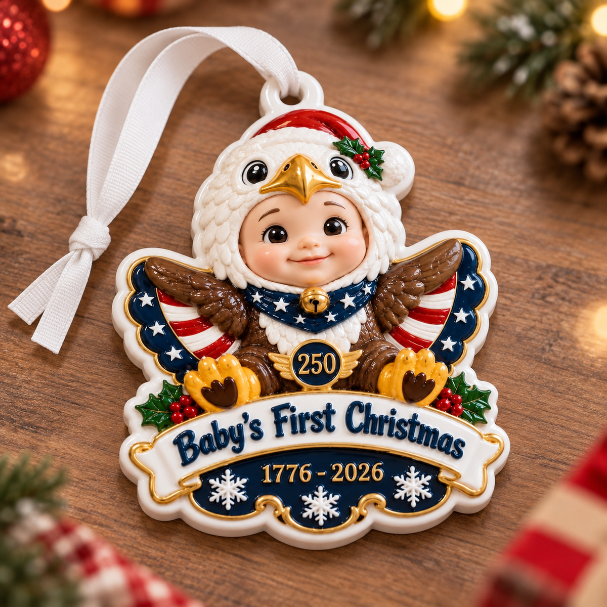 Baby's First Christmas Patriotic Eagle 250th Anniversary Tree Decor - 3D Relief Ornament