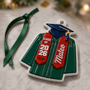 Graduation Cap and Gown Holiday Keepsake for High School or College Commencement - 3D Relief Ornament