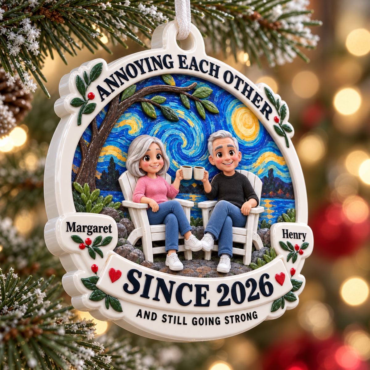 Annoying Each Other Couple Anniversary Hanging Keepsake - 3D Relief Ornament