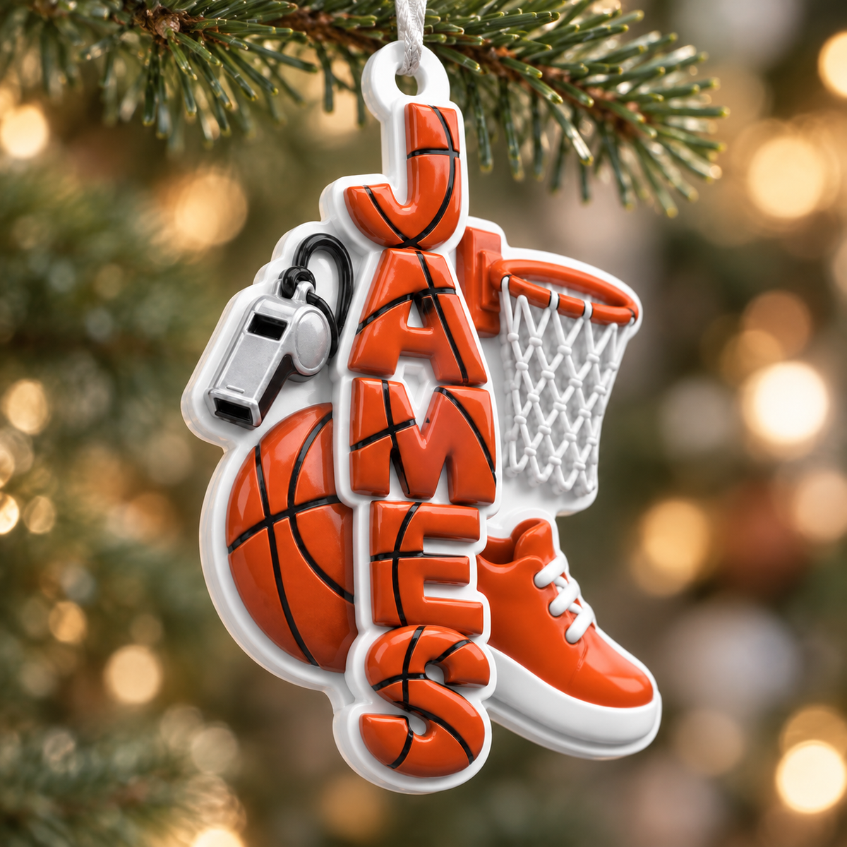 Sports Theme Tree Decoration, Custom Letter For Sport Fan Sport Lover - 3D Relief Ornament