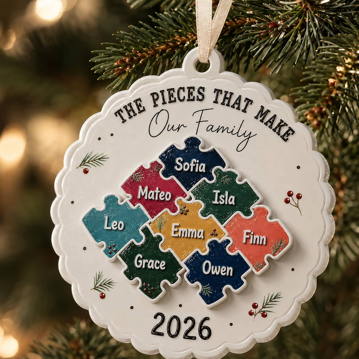 The Pieces That Make Our Family Puzzle -3D Relief Orrnament