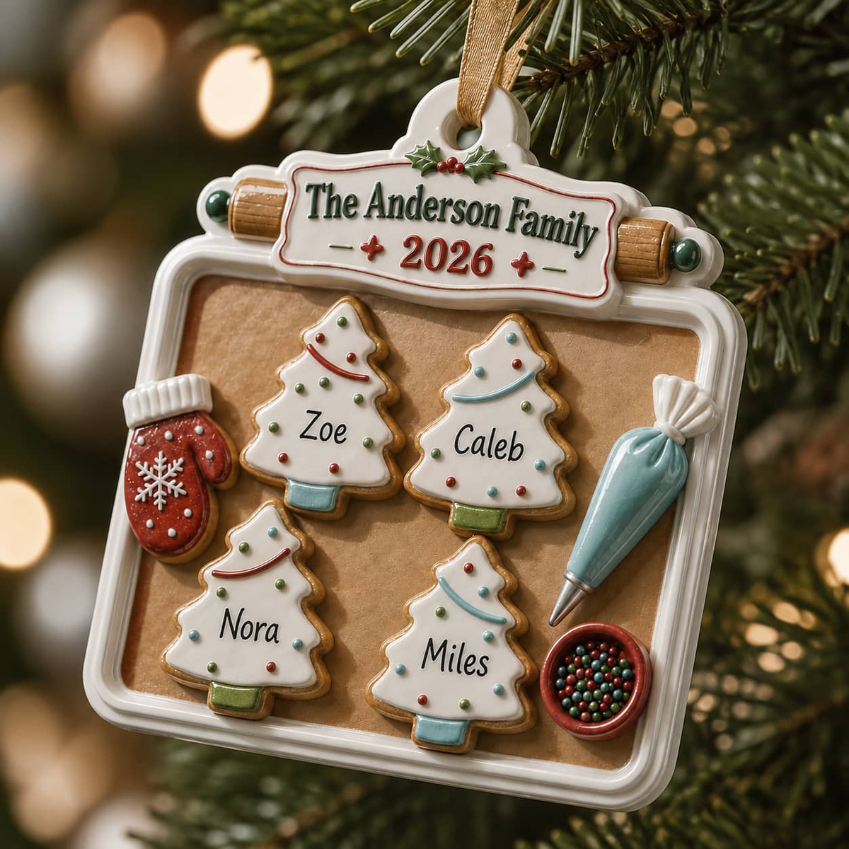 Christmas Cookie Baking Tray Decorated Cookie Scene 2026 Holiday Decor - 3D Relief Ornament