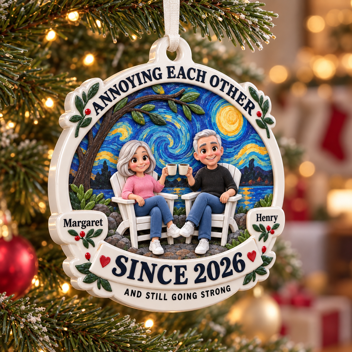 Annoying Each Other Couple Anniversary Hanging Keepsake - 3D Relief Ornament