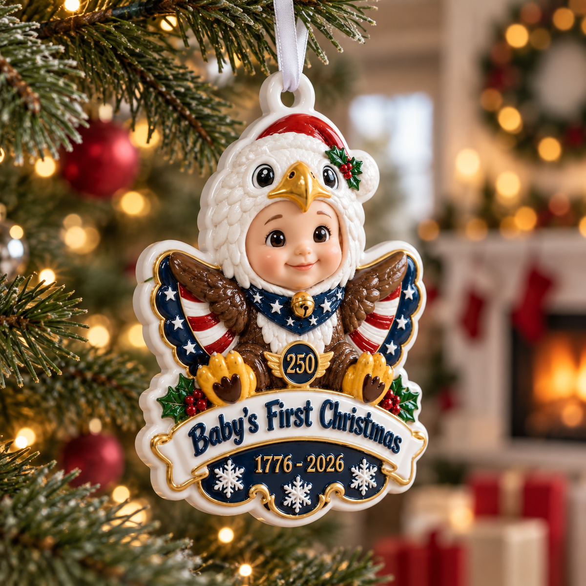 Baby's First Christmas Patriotic Eagle 250th Anniversary Tree Decor - 3D Relief Ornament
