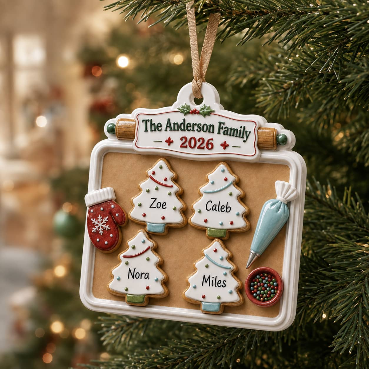 Christmas Cookie Baking Tray Decorated Cookie Scene 2026 Holiday Decor - 3D Relief Ornament